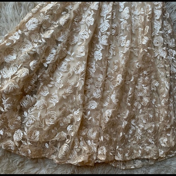 Lulu’s Jacqueline Champagne Floral Embroidered Backless Midi Dress - Picture 5 of 12